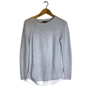 Hilary Radley Sweater Sz XS Textured Tunic Layered Look Light Gray Preppy